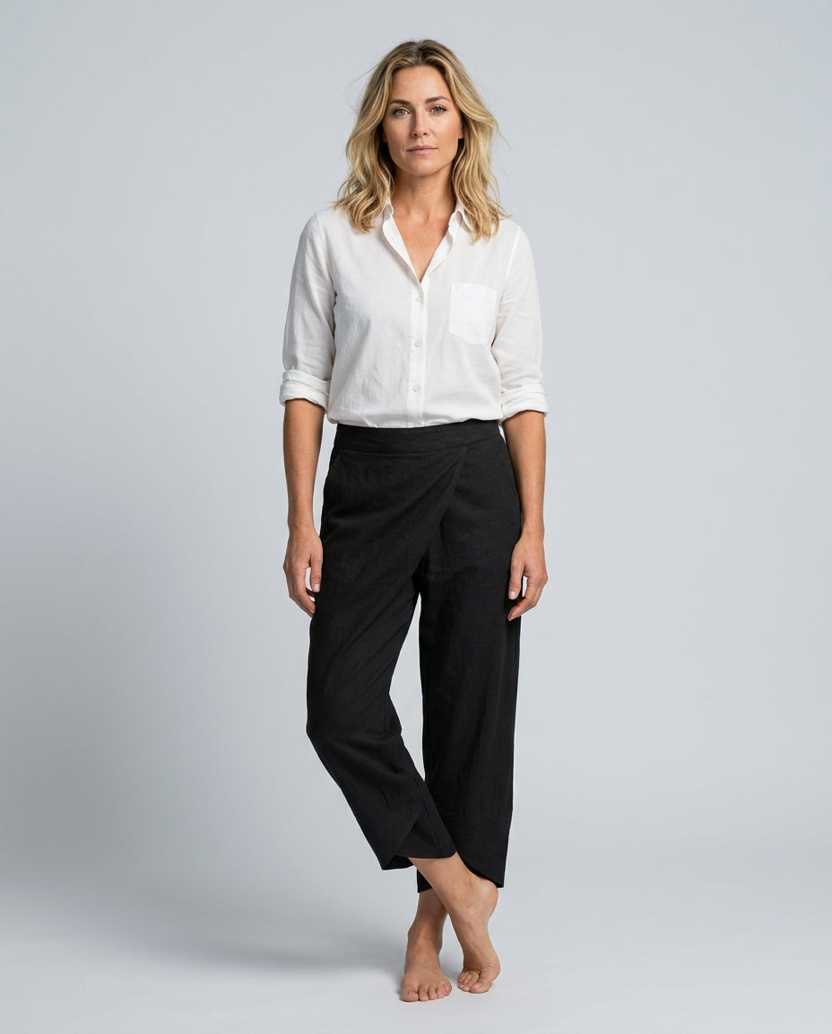 Hørbukser Dame Cropped – Straight Leg med Løs Pasform