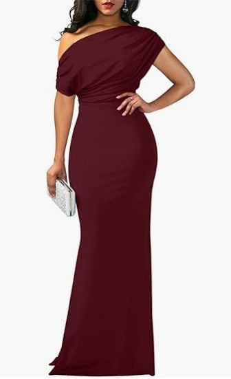 One-Shoulder Maxi Dress Women – Sleeveless Party
