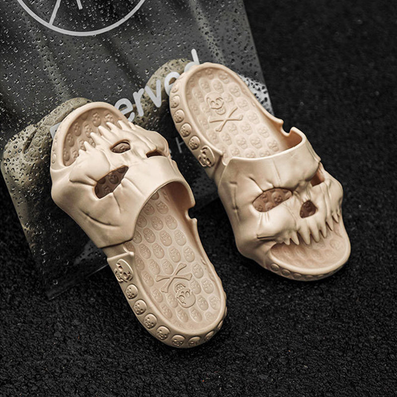 Halloween Slippers Men – Skull House Shoes with Soft Sole