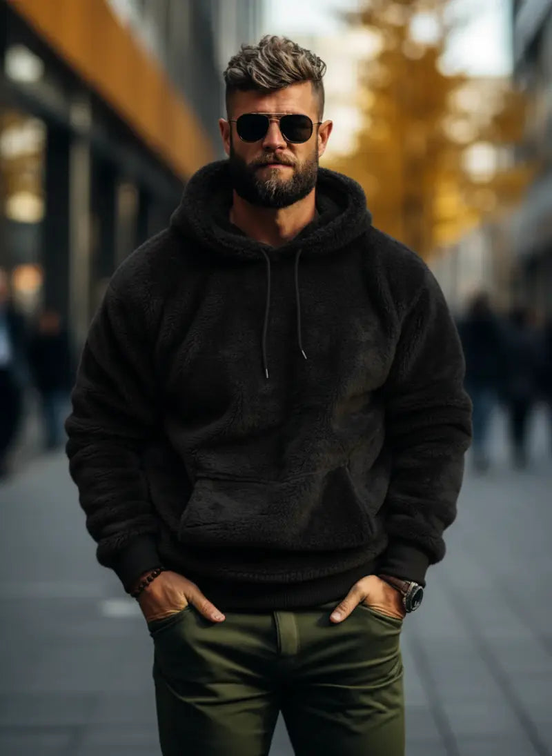 Mads | Hættetrøje Mænd Med Plysfor Indvendigt Afslappet Pasform Til Vinter