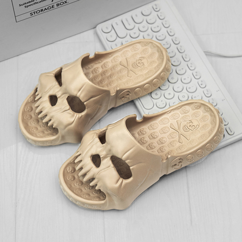 Halloween Slippers Men – Skull House Shoes with Soft Sole