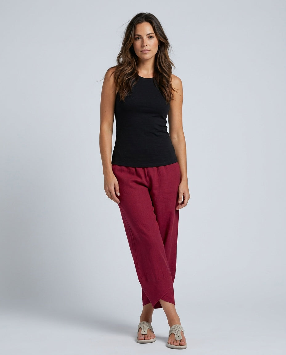 Hørbukser Dame Cropped – Straight Leg med Løs Pasform
