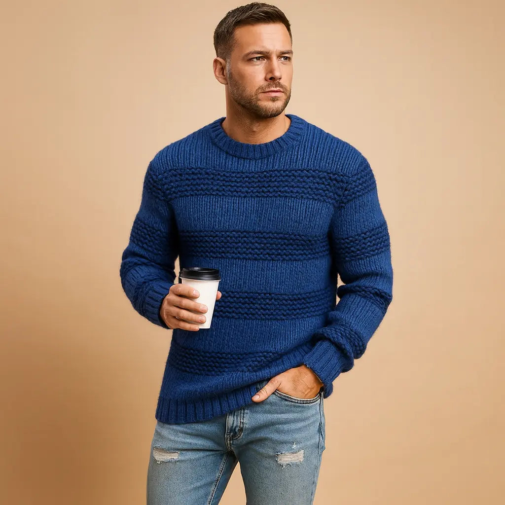 Sweater Herre – Fair Isle Mønster i Varm Strik – Klassisk Komfort til Vinterbrug