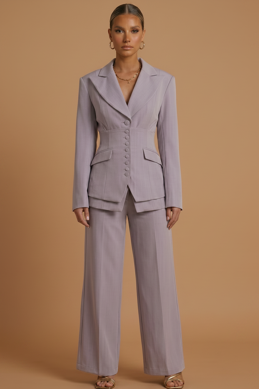 Vera | Skræddersyet Jakkesæt Dame med Peaked Lapel & Vide Bukser | Elegant Look til Kontor og Aften Events 10