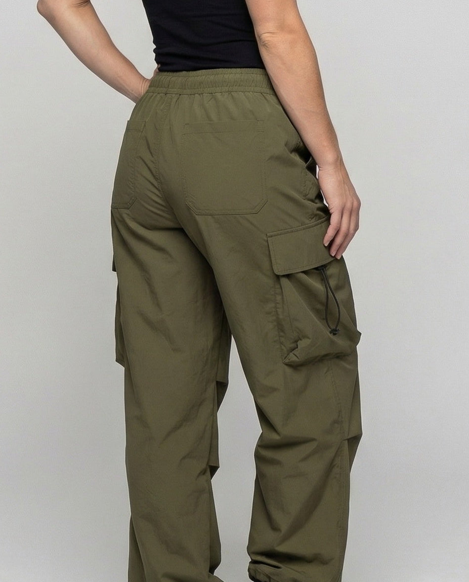 Parachute Cargo Pants Women – Loose Trousers with Side Pockets