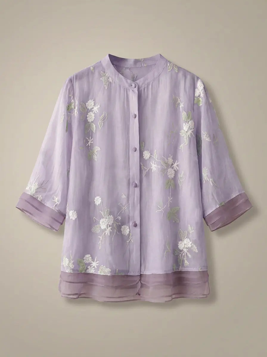 Alba | Bluse Dame med 3/4 Ærmer & Smock Detalje | Let Sommerbluse til Komfort og Stil 7