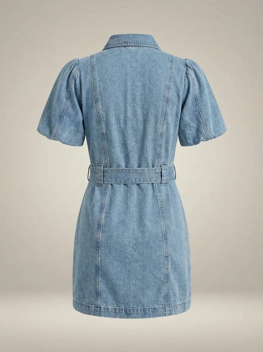 Elise | Denimkjole Dame med Knapper & Taljebånd | Kort Sommerkjole til Komfortabel Stil 3