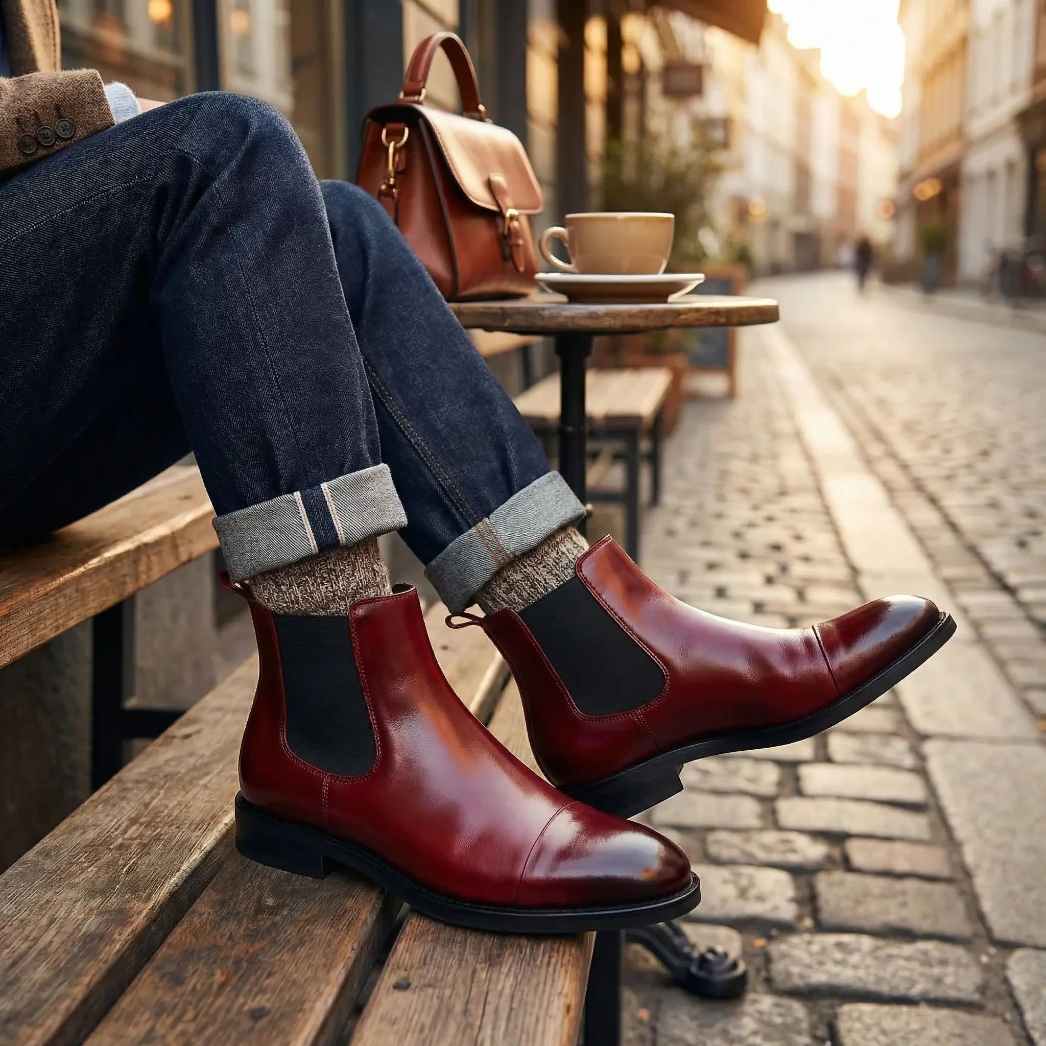 Men's Chelsea Boots PU Leather Cap Toe Chelsea Slip-on Boots