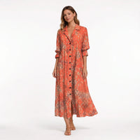 Jolene Boho Maxi Kjole Dame – Blomstret med V-udskæring