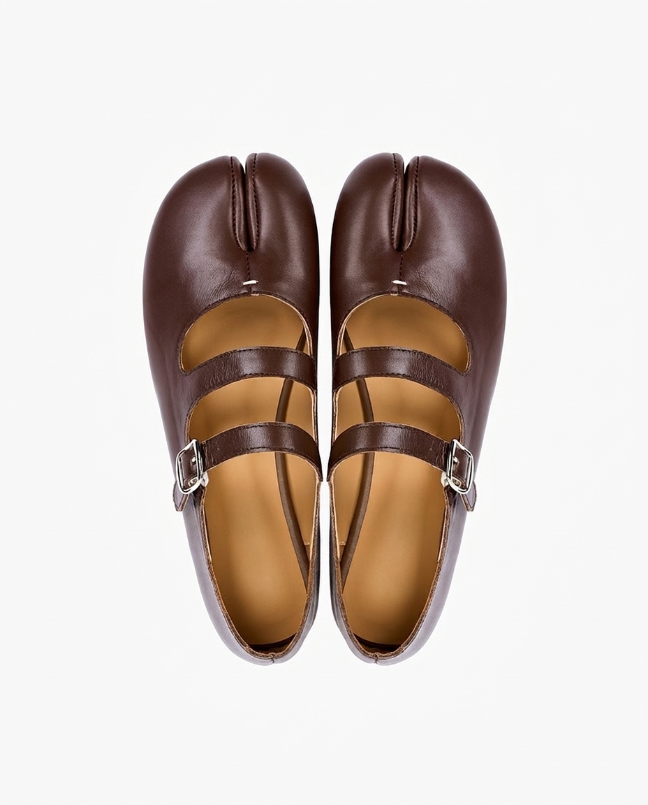 Tabi Ballet Flats Women – Double Strap Genuine Leather