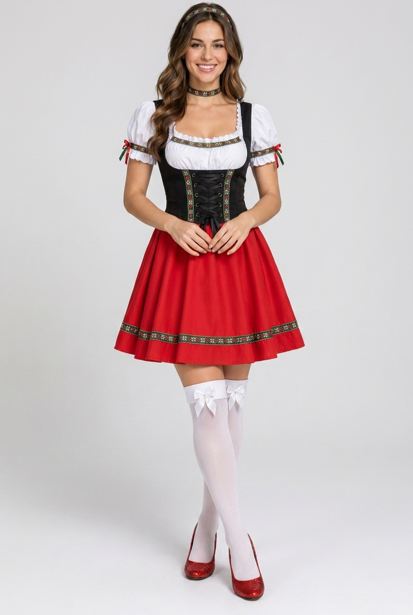 Oktoberfest Kostume Dame Dirndl – Kjole, Forklæde og Bluse