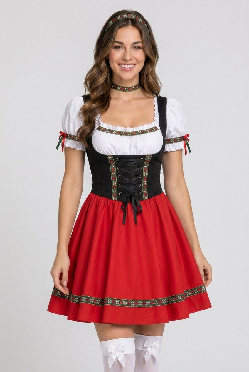 Oktoberfest Kostume Dame Dirndl – Kjole, Forklæde og Bluse