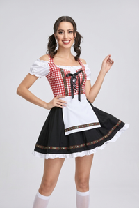 Oktoberfest Kostume Dame Ølpige – Kjole med Forklæde