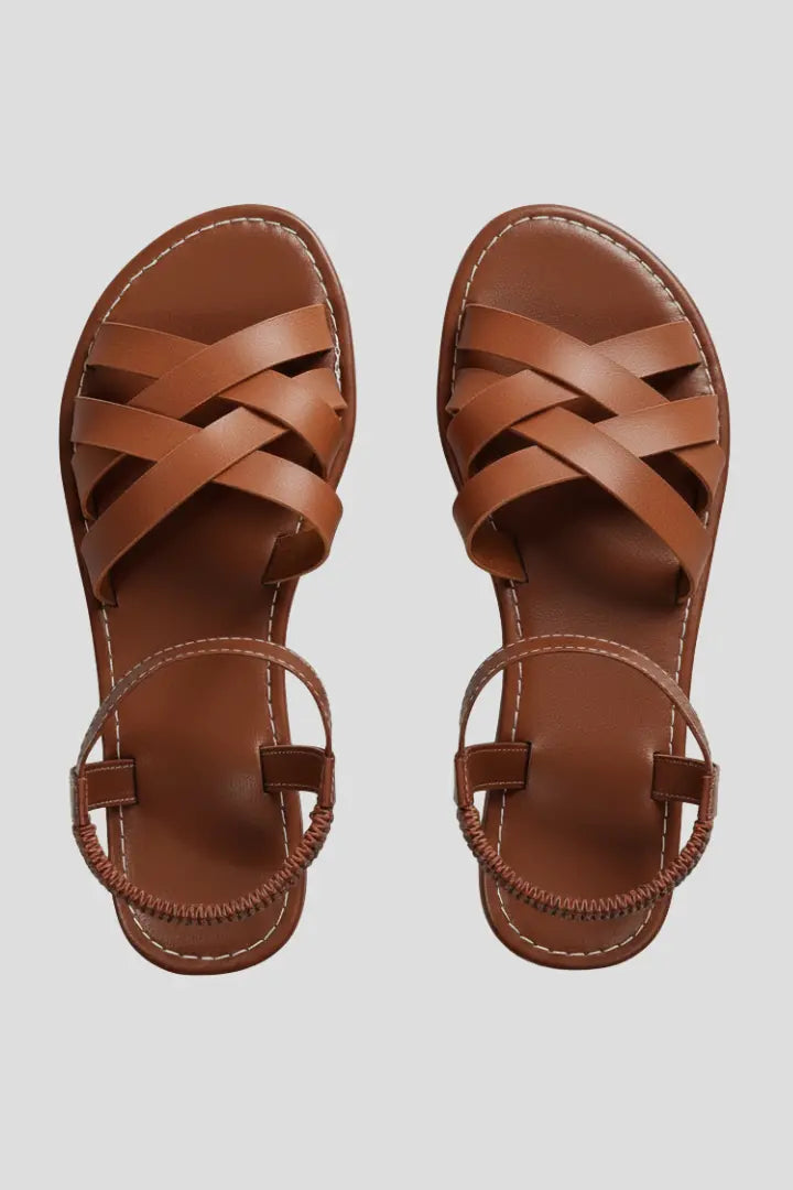 Sandaler dame krydsrem ankelrem spænde syntetisk til sommer casual  Panorla
