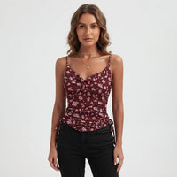 Top Camisole Damski V-Neck – Marszczony Bezrękawnik na Lato
