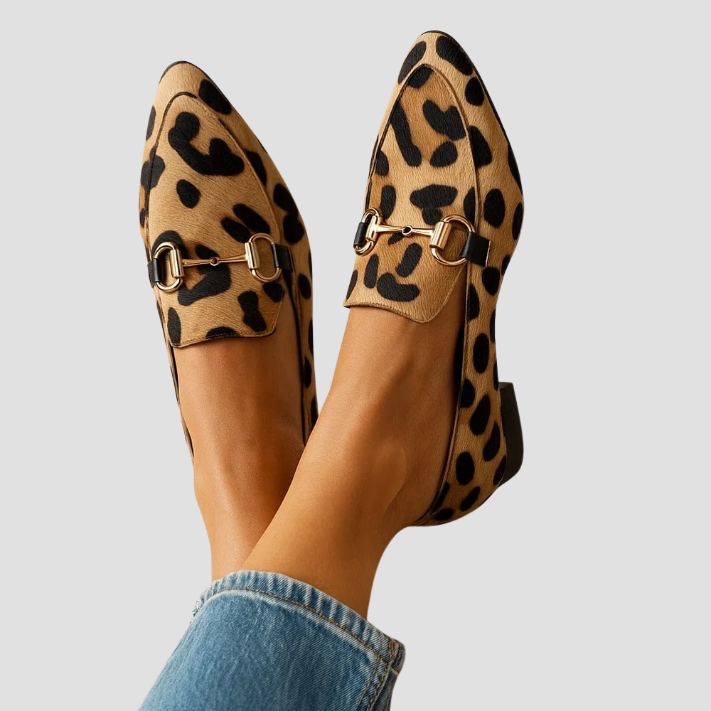 Loafers Dame Leopardprint – Flade Sko med Spids Snude