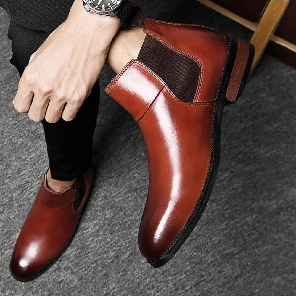 Chelsea Støvler Herre i Læder med 8 cm Hæl – Elegante og Komfortable Chelsea Boots til Fest og Hverdag 2