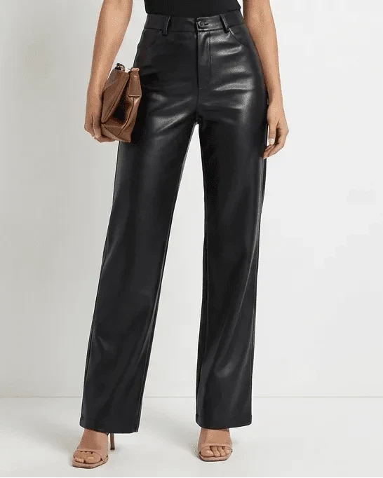 Faux Leather Trousers Women – High Waist Straight Leg Trousers