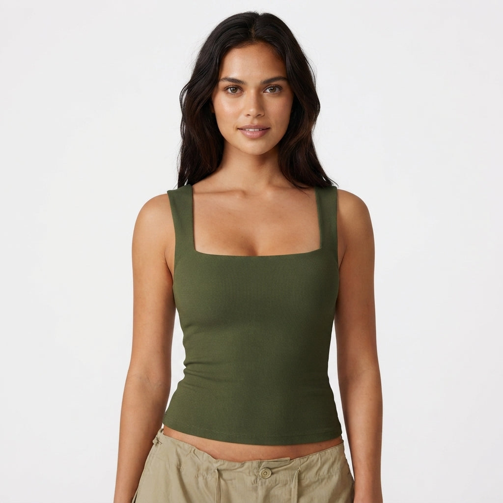 Camisole Top Dame Firkantet Hals – Slim Ærmeløs Tanktop