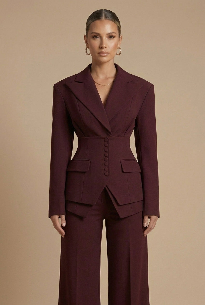 Vera | Skræddersyet Jakkesæt Dame med Peaked Lapel & Vide Bukser | Elegant Look til Kontor og Aften Events 5