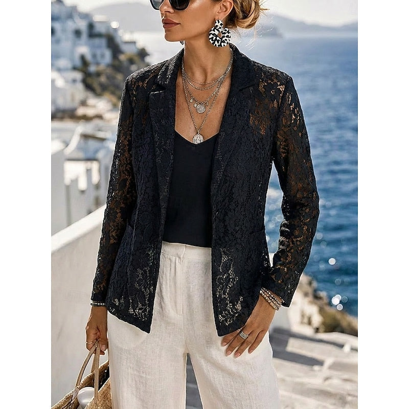 Blondeblazer Dame – Let Åben Sommerblazer med Reverskrave