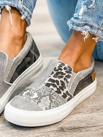 Slip-On Sneakers Dame – Leopard Dyreprint Canvas Sko med Plateau