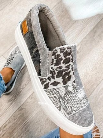 Slip-On Sneakers Dame – Leopard Dyreprint Canvas Sko med Plateau