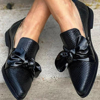 Loafers Dame – Sløjfe Loafers med Spids Tå i Slangeprint
