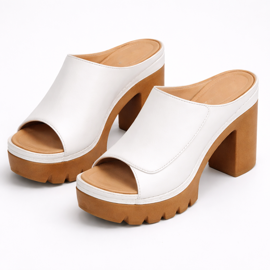 Platform Mules Women – Block Heel Peep Toe Heeled Mules