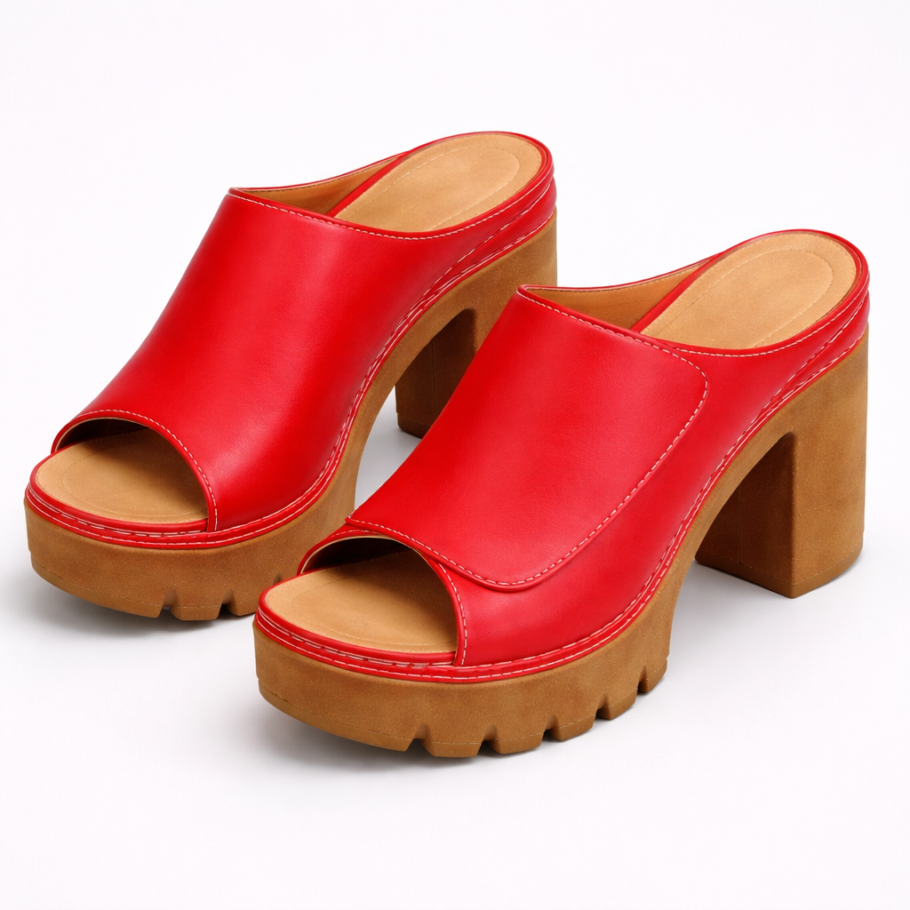 Platform Mules Women – Block Heel Peep Toe Heeled Mules