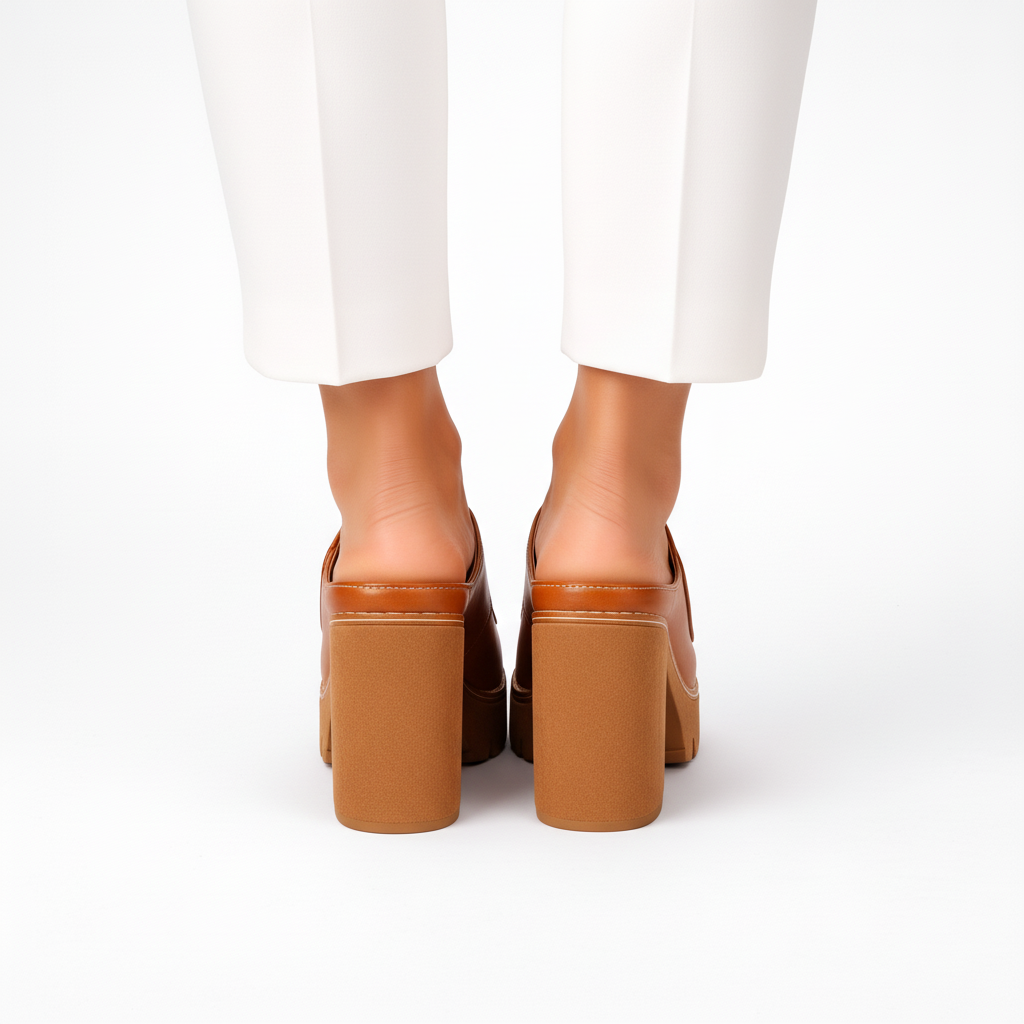 Platform Mules Women – Block Heel Peep Toe Heeled Mules