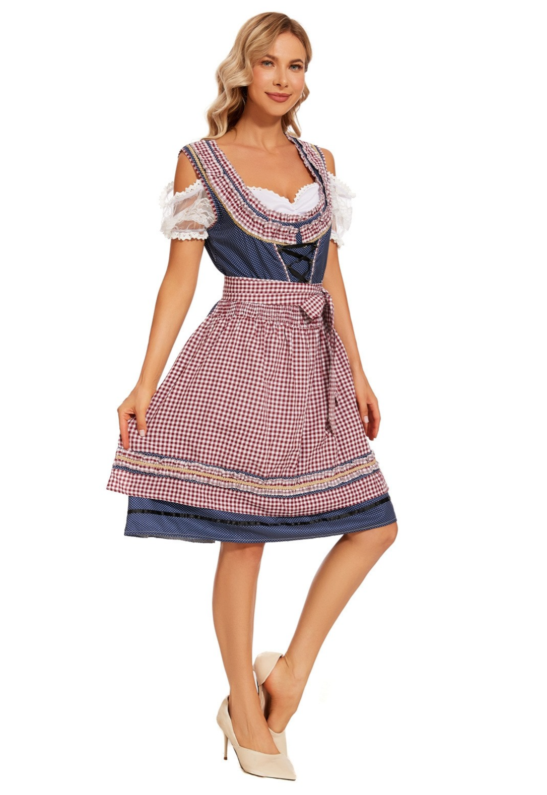 Oktoberfest Kostume Dame Dirndl Lilla – Kjole, Forklæde og Bluse