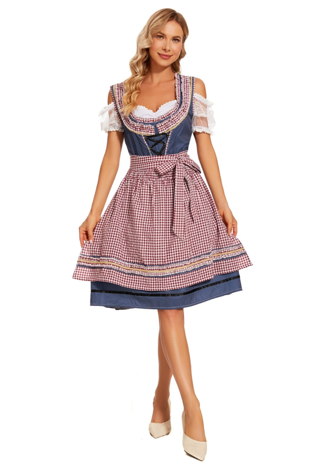 Oktoberfest Kostume Dame Dirndl Lilla – Kjole, Forklæde og Bluse