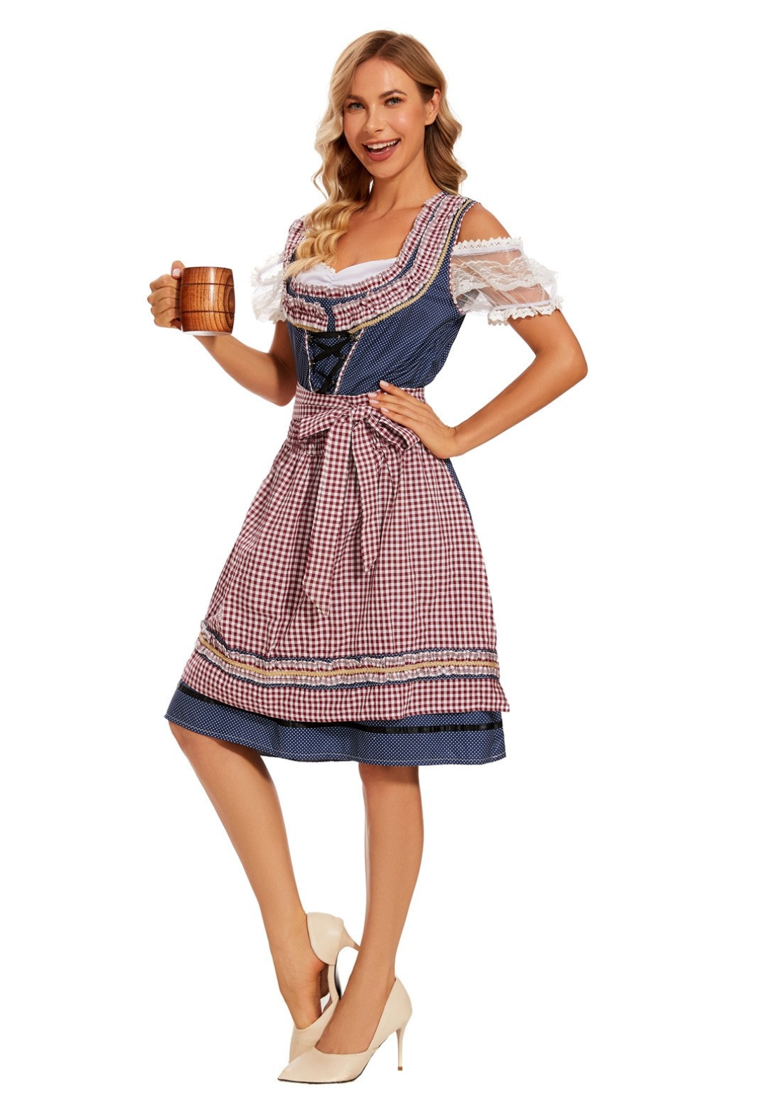 Oktoberfest Kostume Dame Dirndl Lilla – Kjole, Forklæde og Bluse