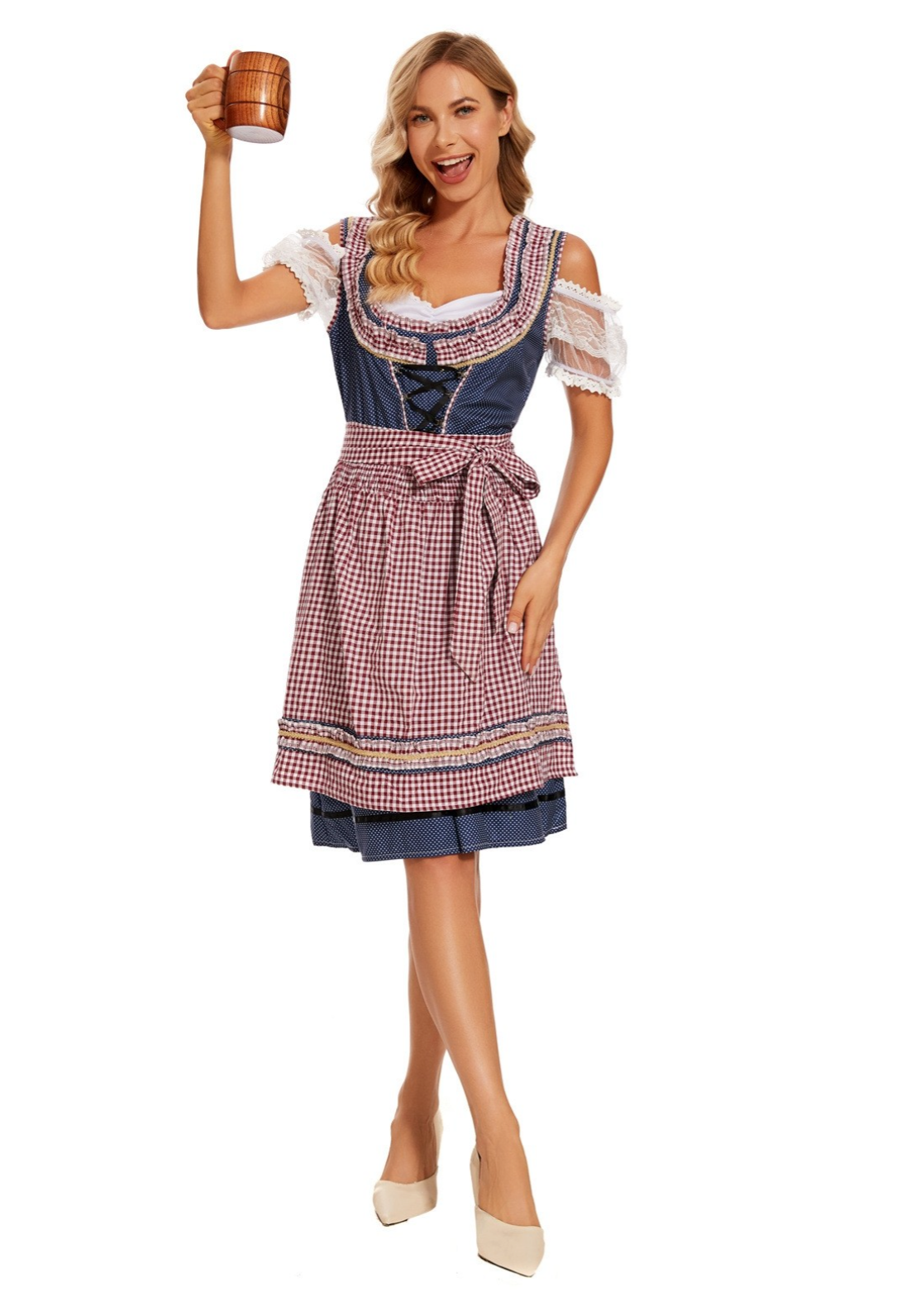 Oktoberfest Kostume Dame Dirndl Lilla – Kjole, Forklæde og Bluse