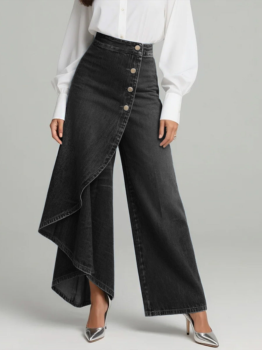 Wide Leg Jeans Dame – Højtaljede Løse Jeans med Vide Ben
