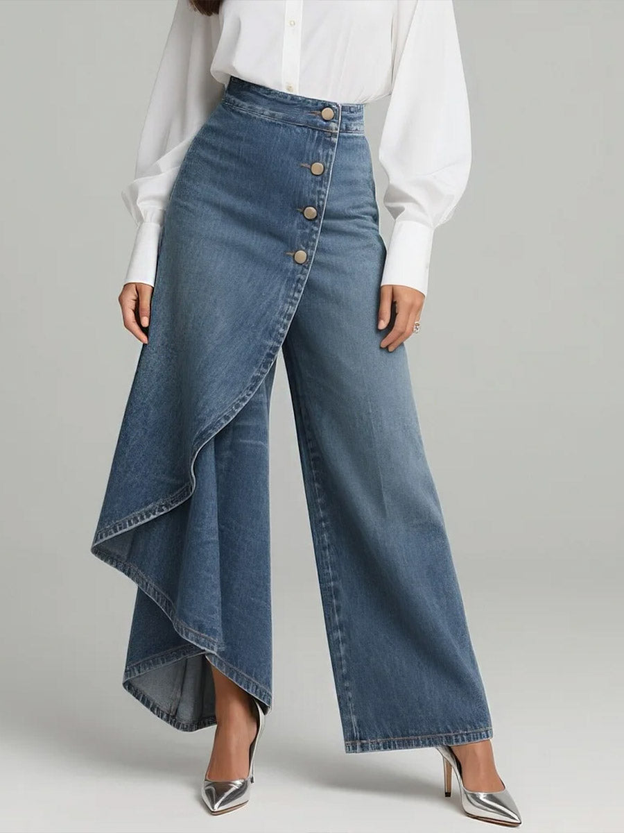 Wide Leg Jeans Dame – Højtaljede Løse Jeans med Vide Ben