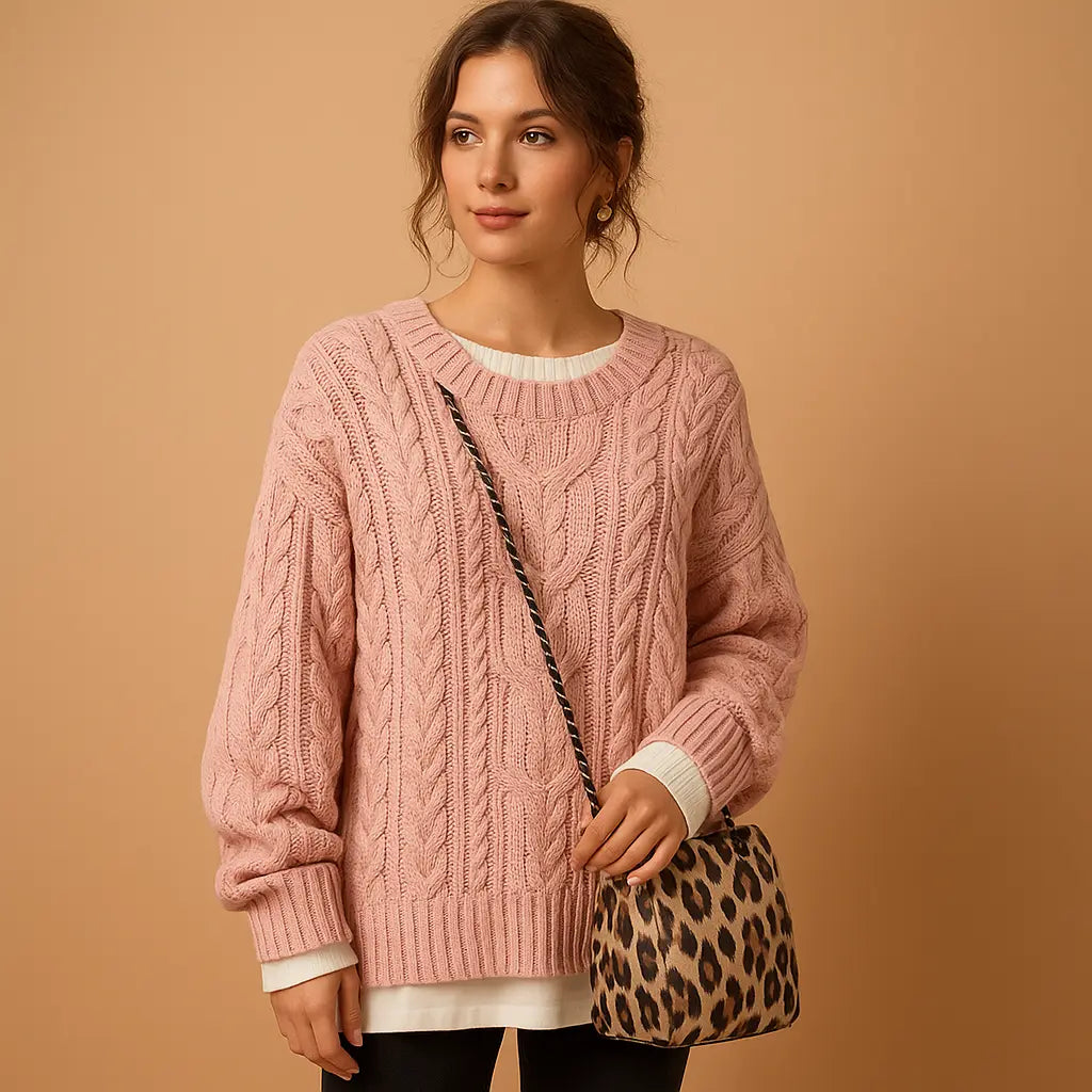 Chunky Striktrøje Dame | Oversize Design med Rund Hals | Komfortabel og Elegant til Koldere Dage 3