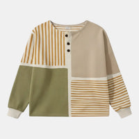 Maja Patchwork Sweater Dame – Løs Vaffelstrik med Knapper