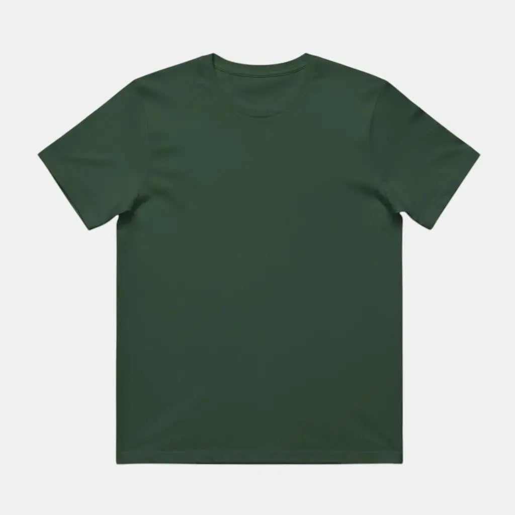 Panorla men's dark green cotton t-shirt with short sleeves and a round neck. Comfortable and casual fit.