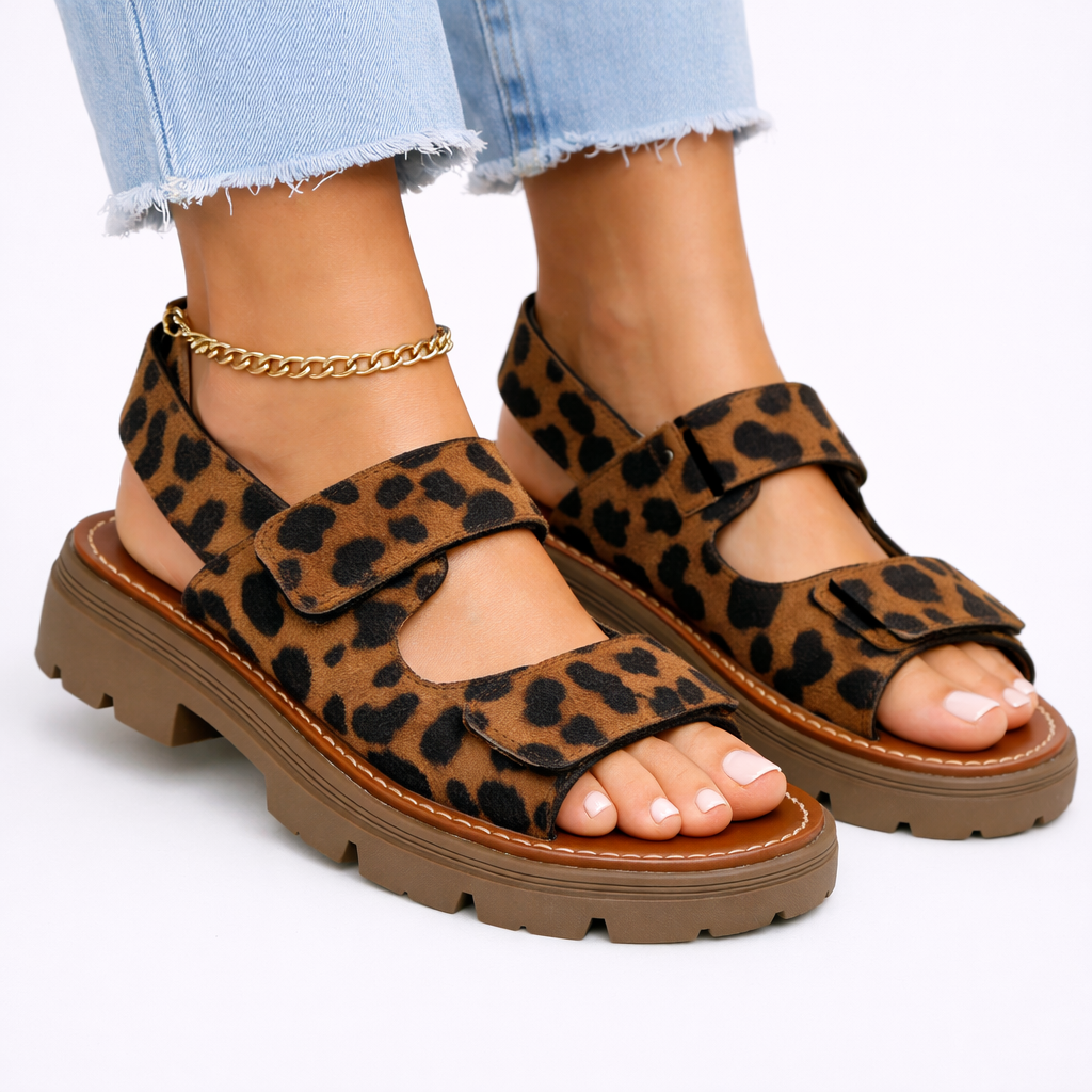 Thea Plateau Sandaler Dame Chunky – Justerbare Remme og Blød Sål