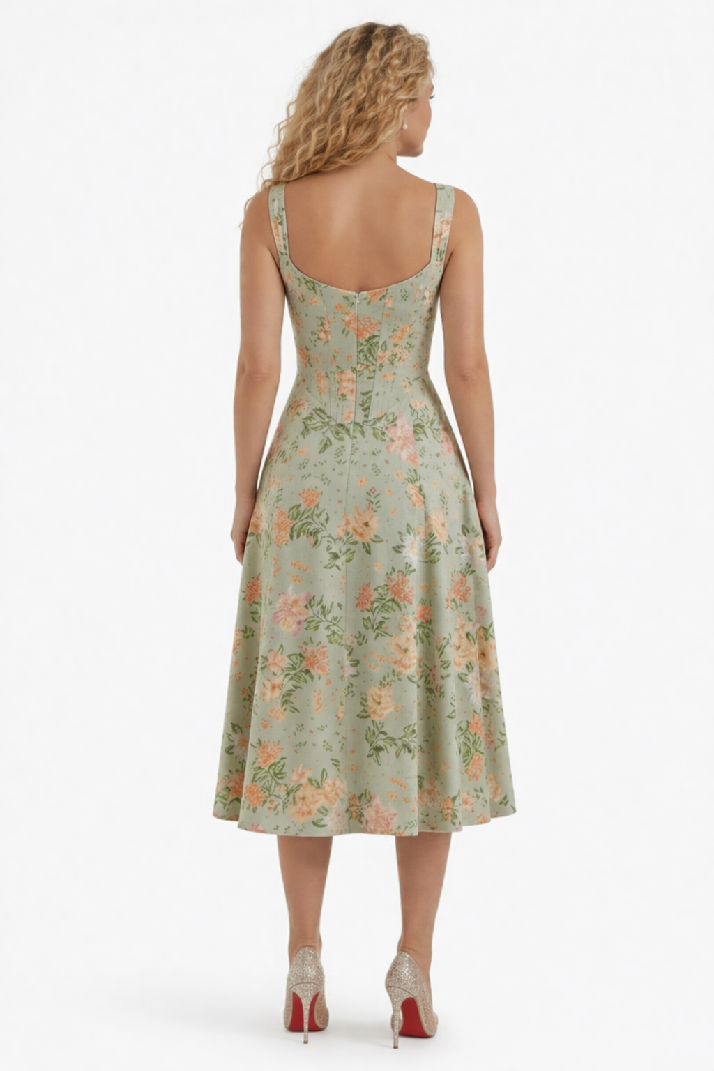 Elegant Sommerkjole med Blomsterprint og Corset Liv for Bryllups Gæster 3