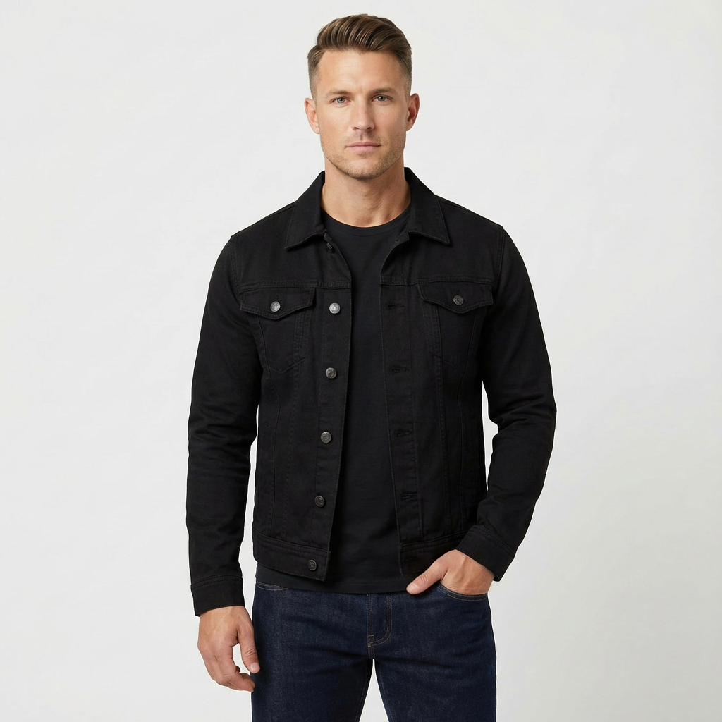 Klassisk Denim Jakke Herre | 100% Denim med Komfortabel Pasform | Ideel til Overgangsvejr 1