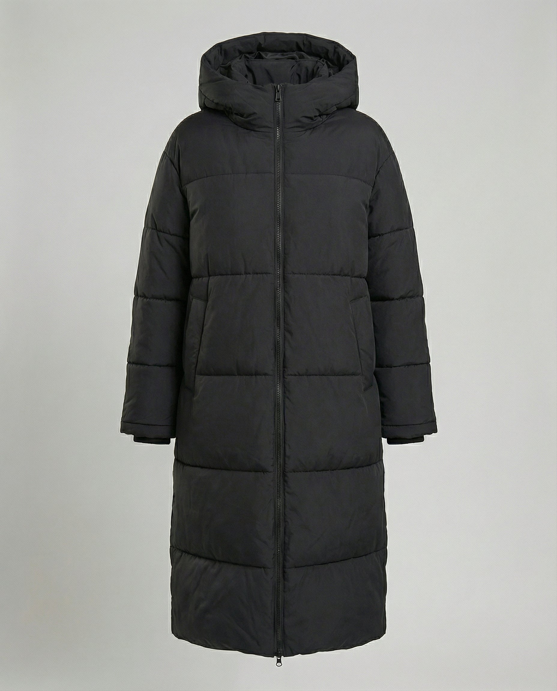 Women's Long Puffer Coat – Padded, Insulated, Maxi Length