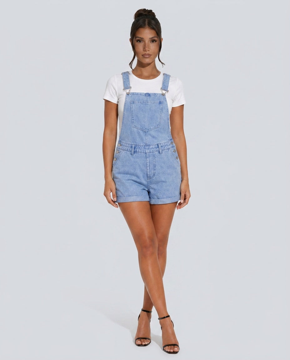 Denim Buksedragt Dame – Selebukser Bib Front Shorts
