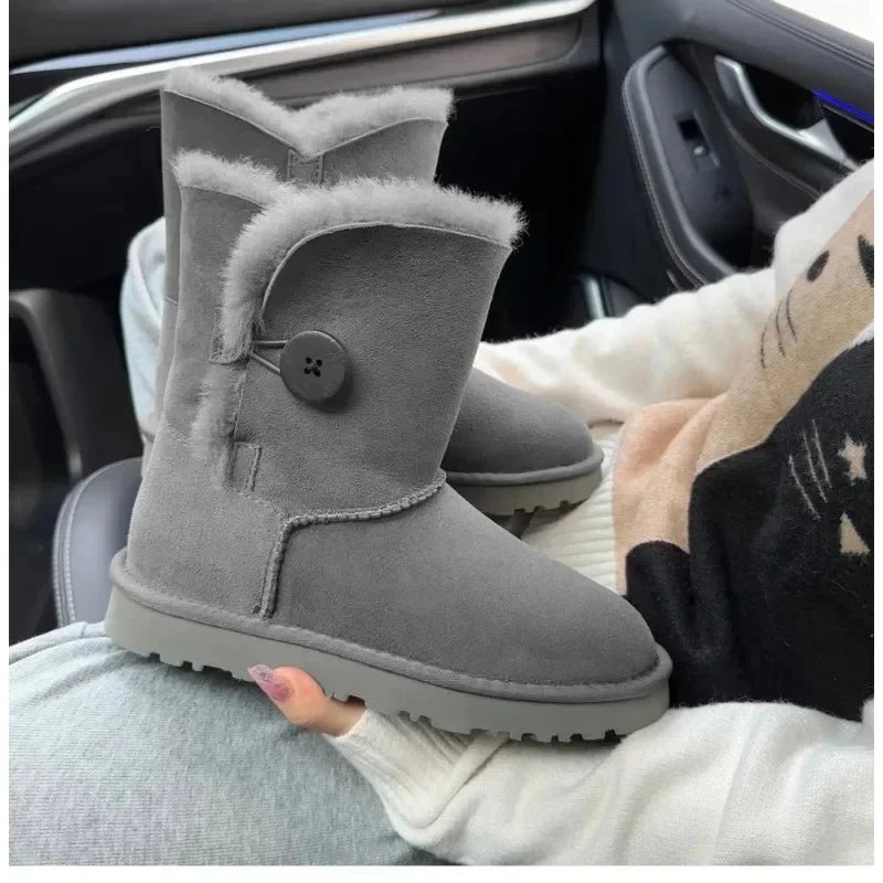Women's Sheepskin Snow Boots – Waterproof, Wool-Lined Warmth