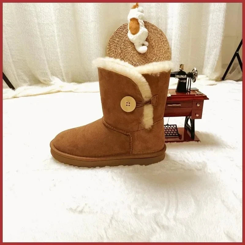 Women's Sheepskin Snow Boots – Waterproof, Wool-Lined Warmth
