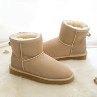 Women's Sheepskin Ankle Boots – Genuine Fur, Warm Slip-On
