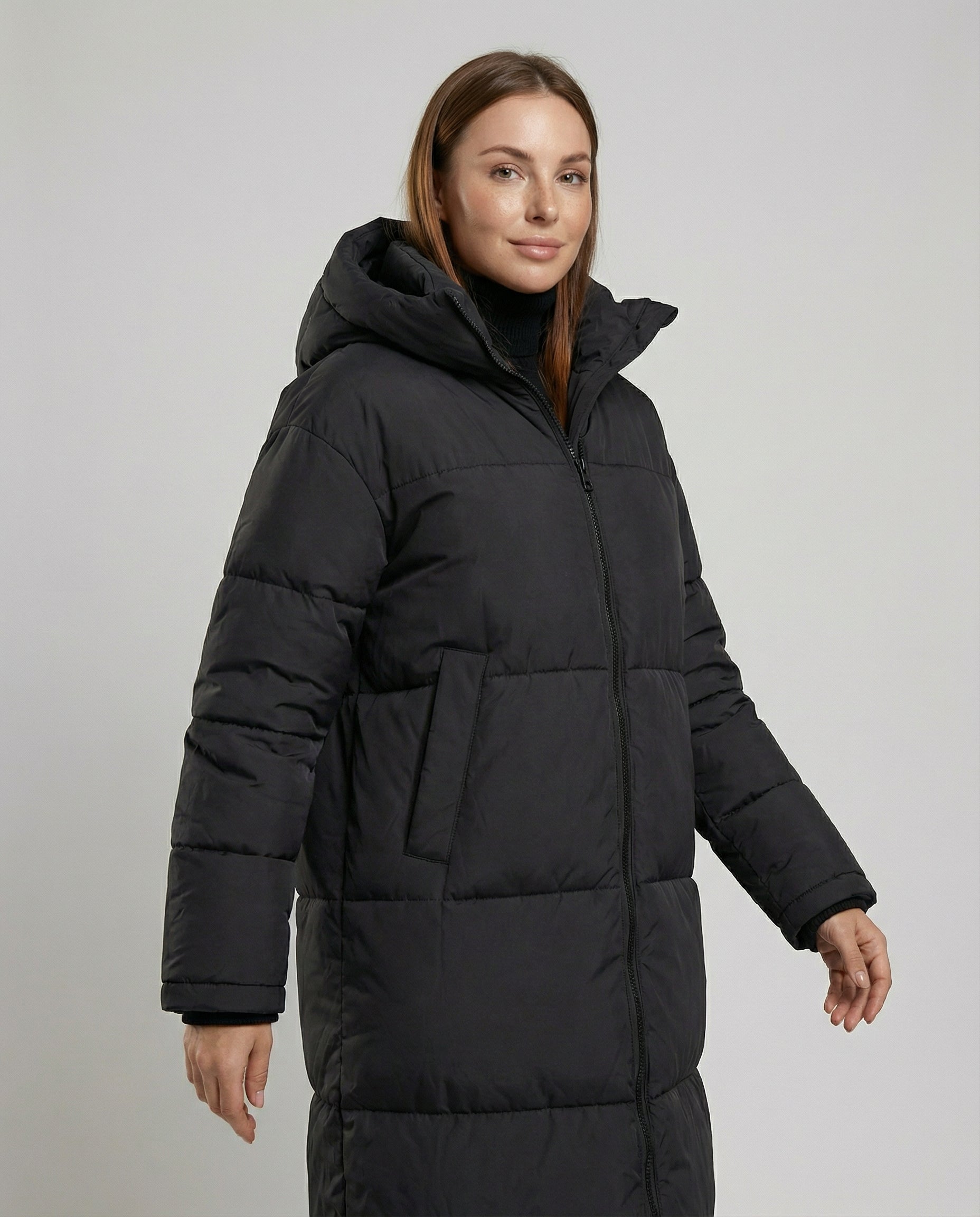Women's Long Puffer Coat – Padded, Insulated, Maxi Length
