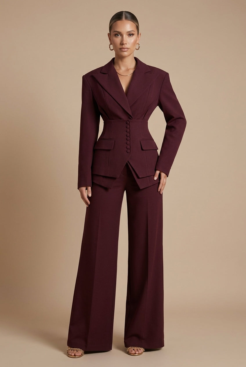 Vera | Skræddersyet Jakkesæt Dame med Peaked Lapel & Vide Bukser | Elegant Look til Kontor og Aften Events 3